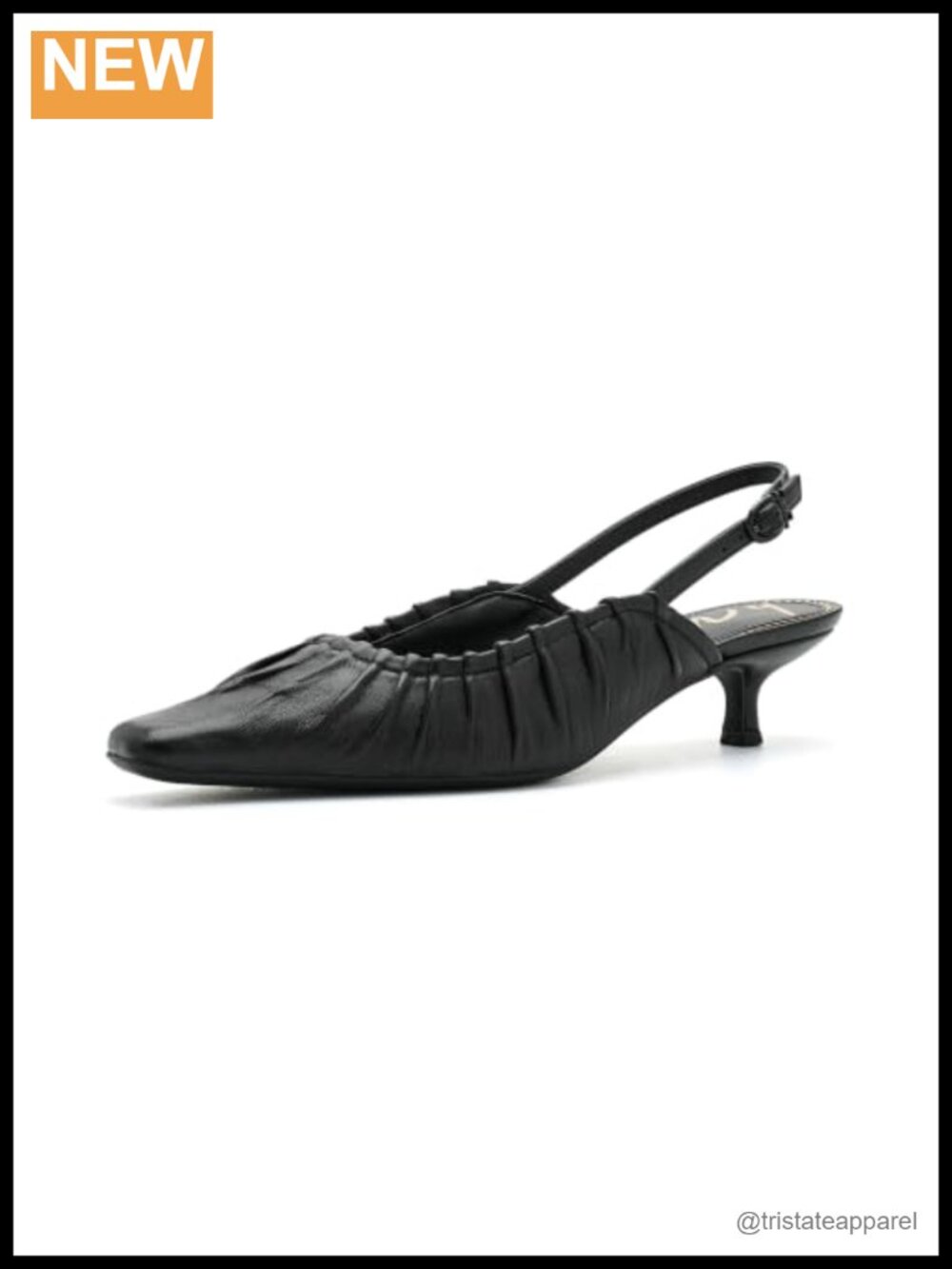 Womens Katia Slingback Kitten Heel Pump Leather Pleated Slip-On Work Shoe